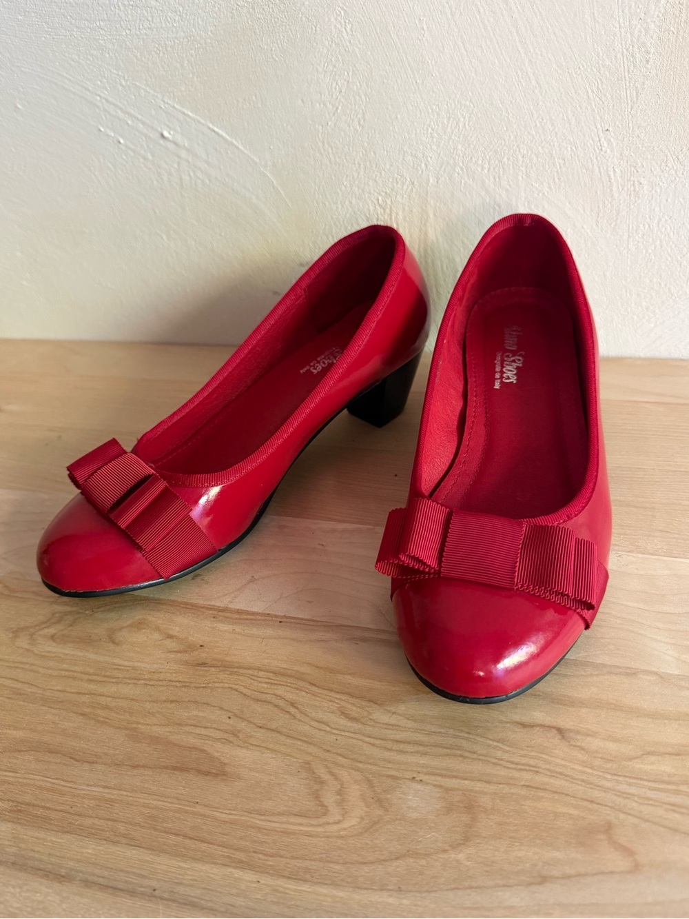 Almo Shoes | Red Leather | Ballet Flats Bow Cap Toe | Made in Italy